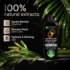 Natural Wunderz African Black Soap Body Wash creamy lather close-up showing smooth foam