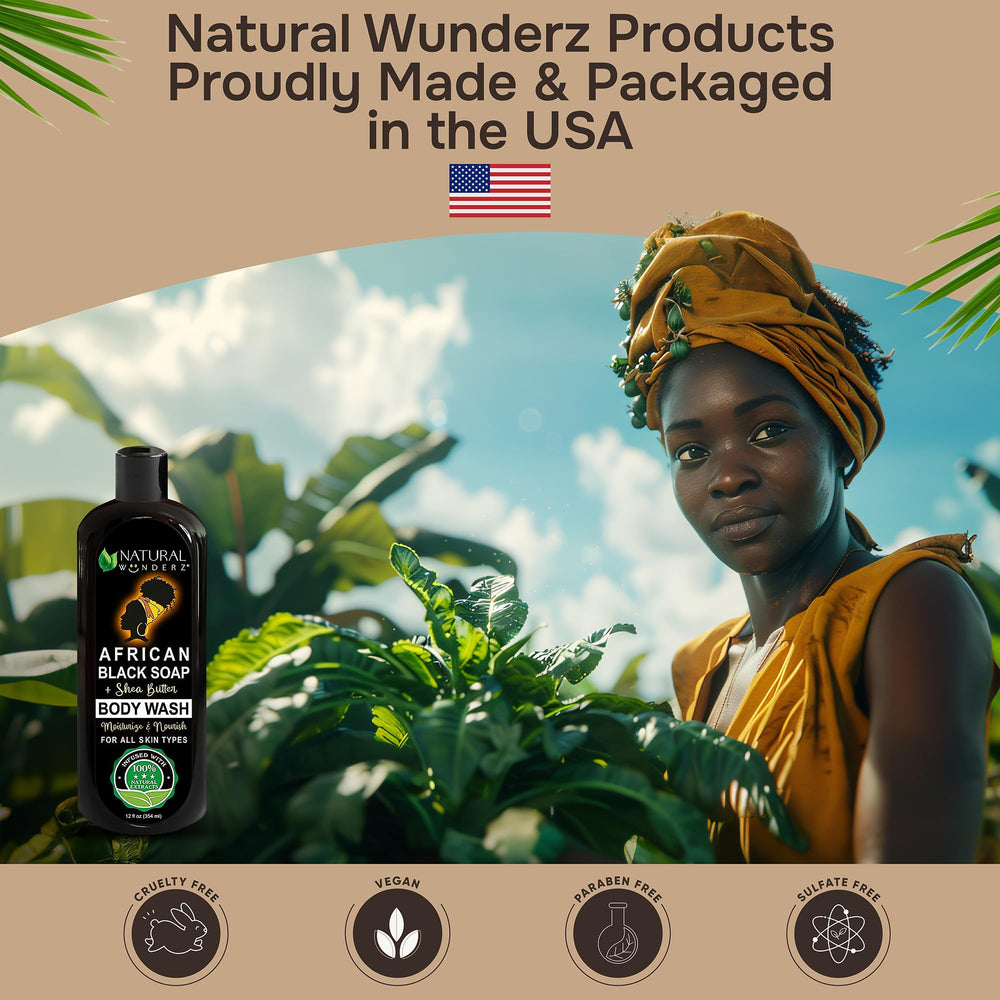 Natural Wunderz African Black Soap Body Wash gym-ready post-workout cleansing