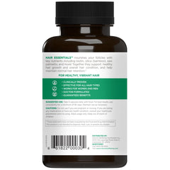 Natural Wellbeing Hair Essentials bottle label highlighting DHT support