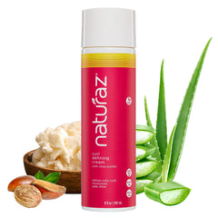 Naturaz Curl Defining Cream bottle closeup highlighting vegan, cruelty-free formula for defined curls.