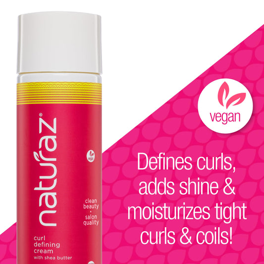 Naturaz Curl Defining Cream pump dispensing showing easy, mess-free application for smooth styling.