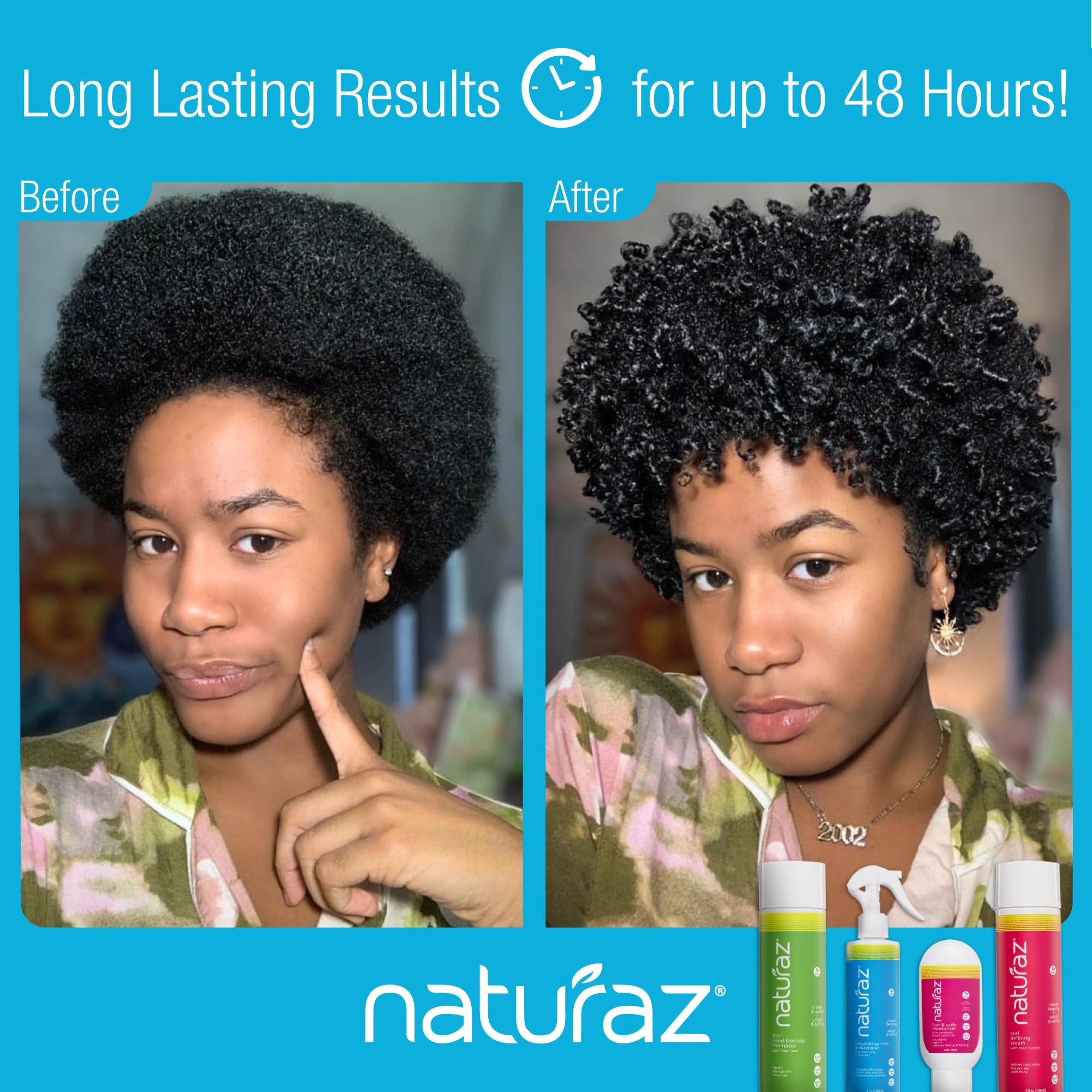 Naturaz Detangler applied to color-treated hair.