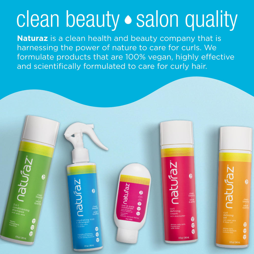 Naturaz Detangler Spray used by kids and adults for easy styling.