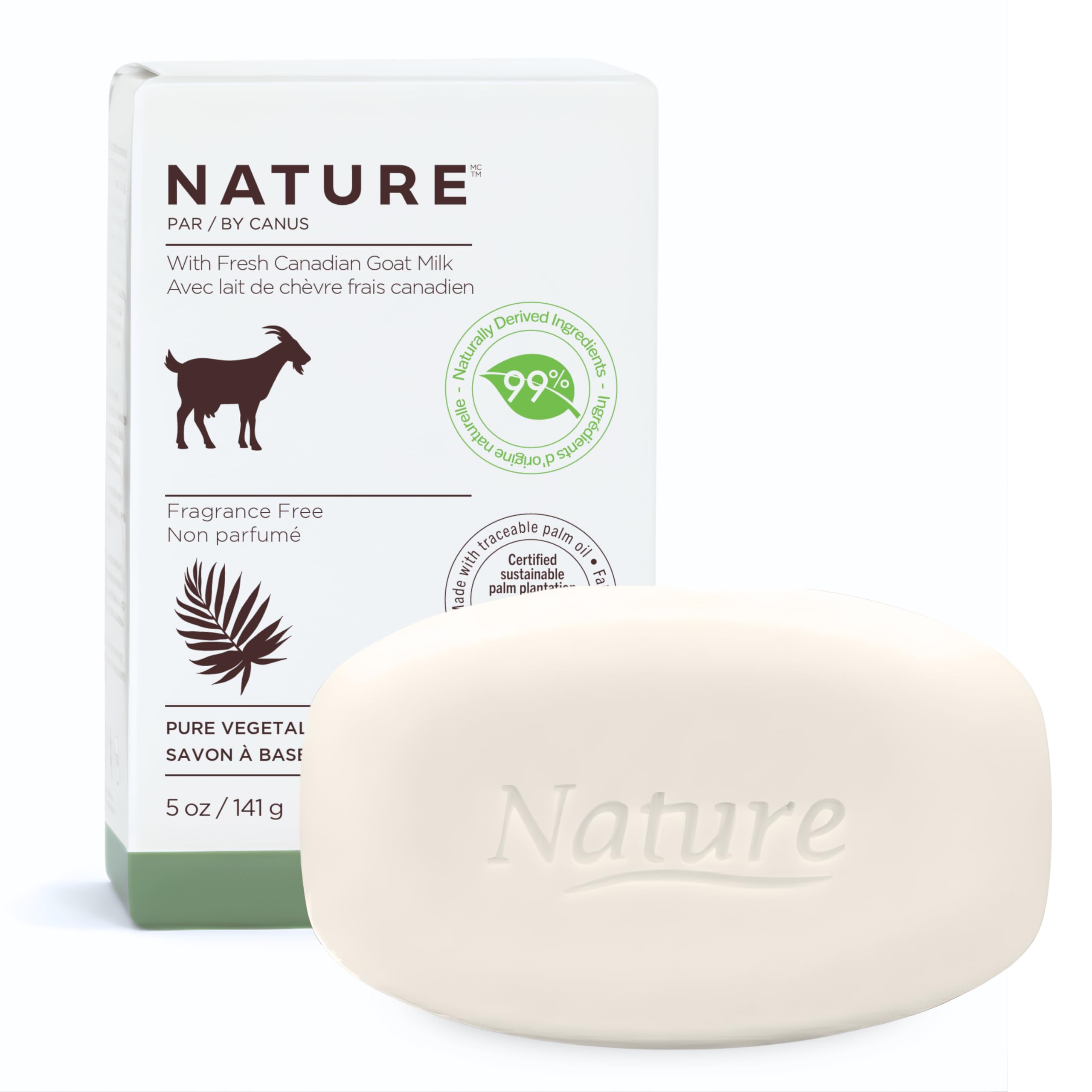 Nature by Canus goat milk bar soap unscented close-up for sensitive skin and gentle cleansing