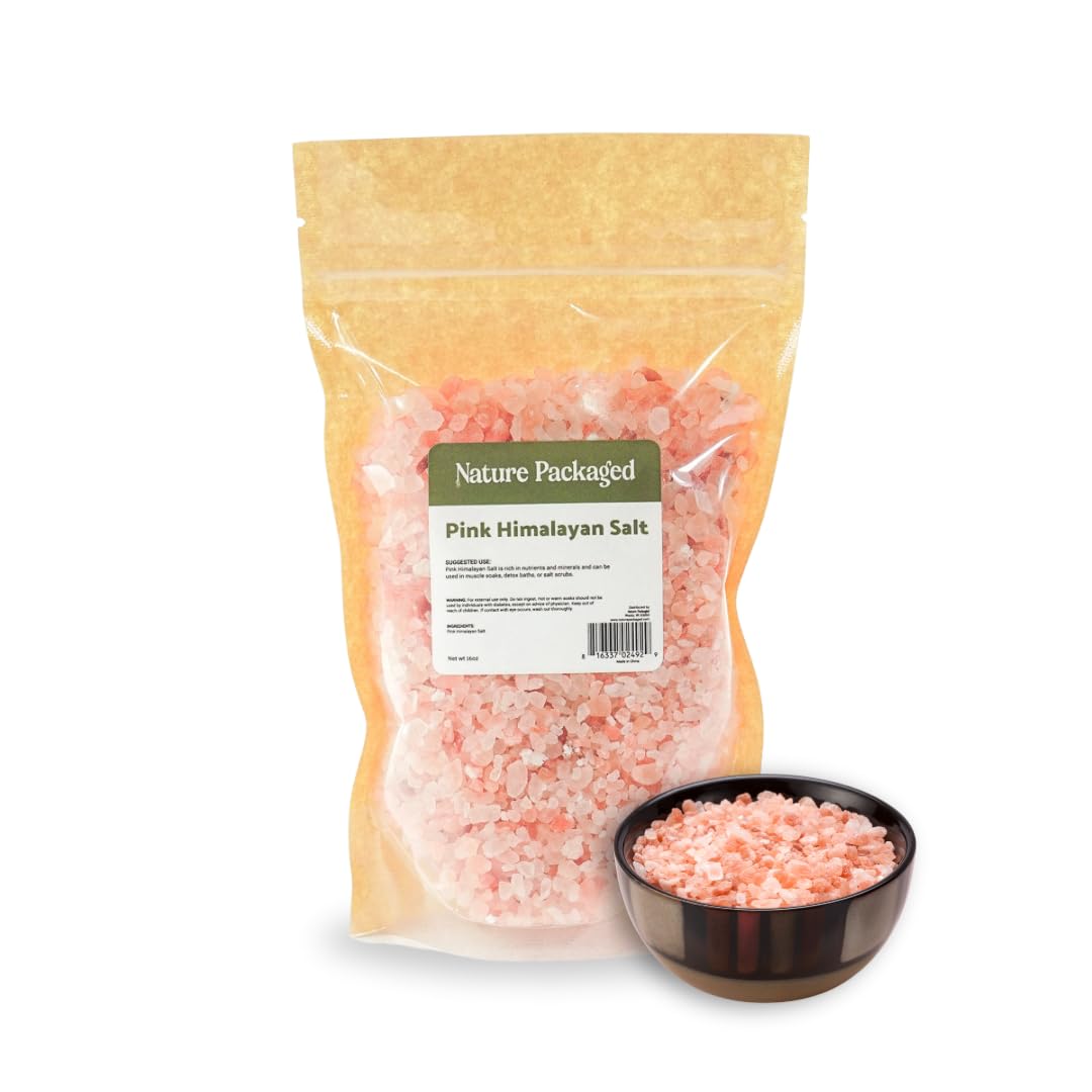 Nature Packaged Pink Himalayan Salt 16oz bag – coarse salt for baths or scrubs