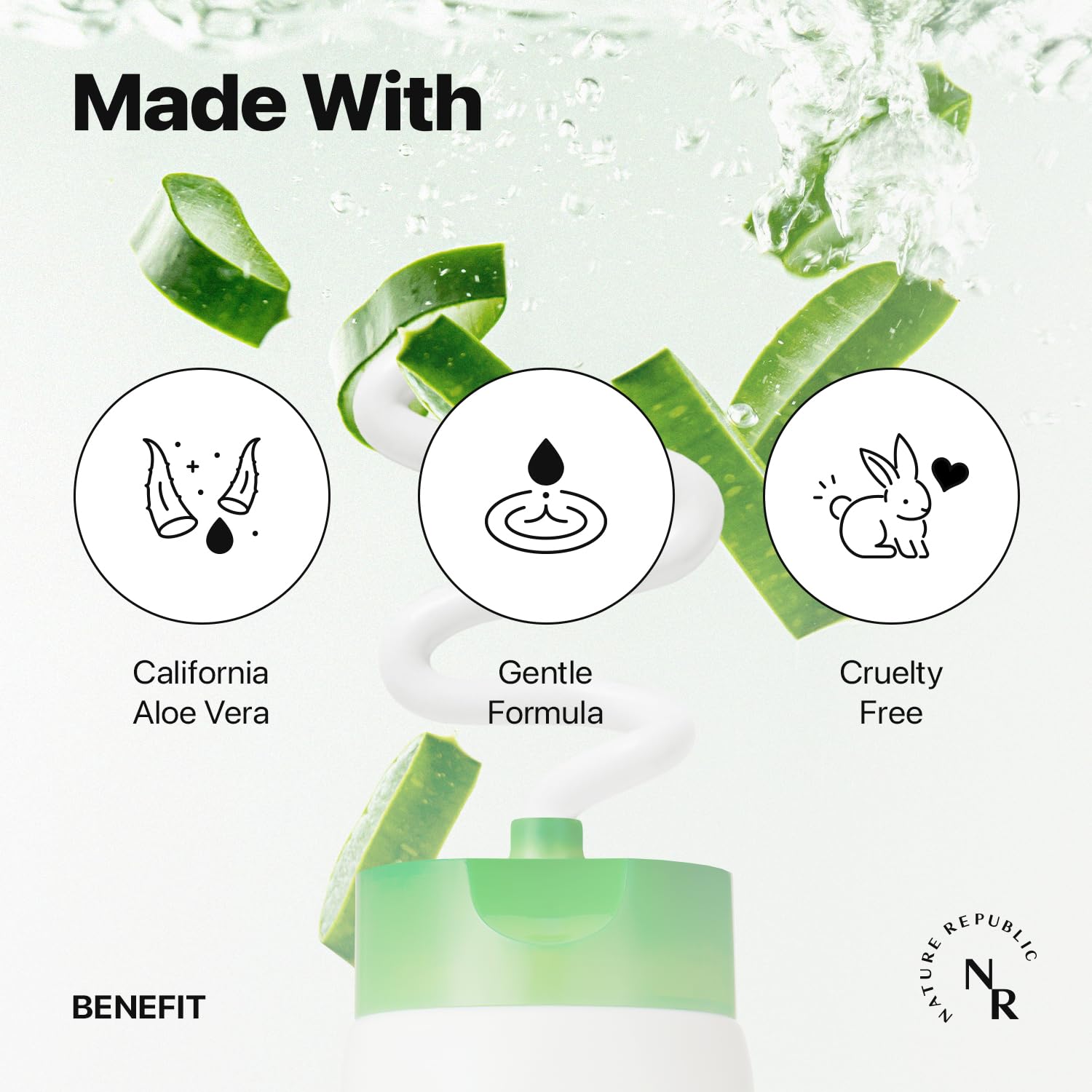 Nature Republic Aloe Vera Foam Cleanser in hand, ready to apply and rinse away impurities.