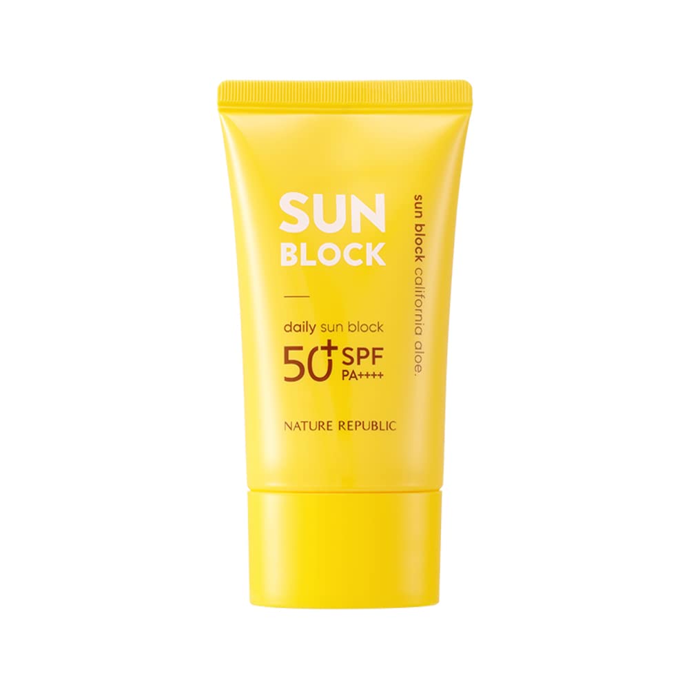 Nature Republic California Aloe Daily Sun Block bottle with lightweight hydration and sun protection.