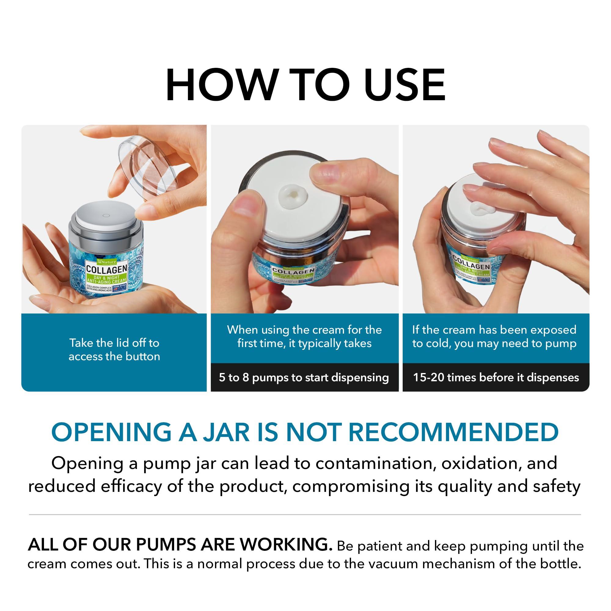 Day application of Nature Theory collagen cream for radiant skin