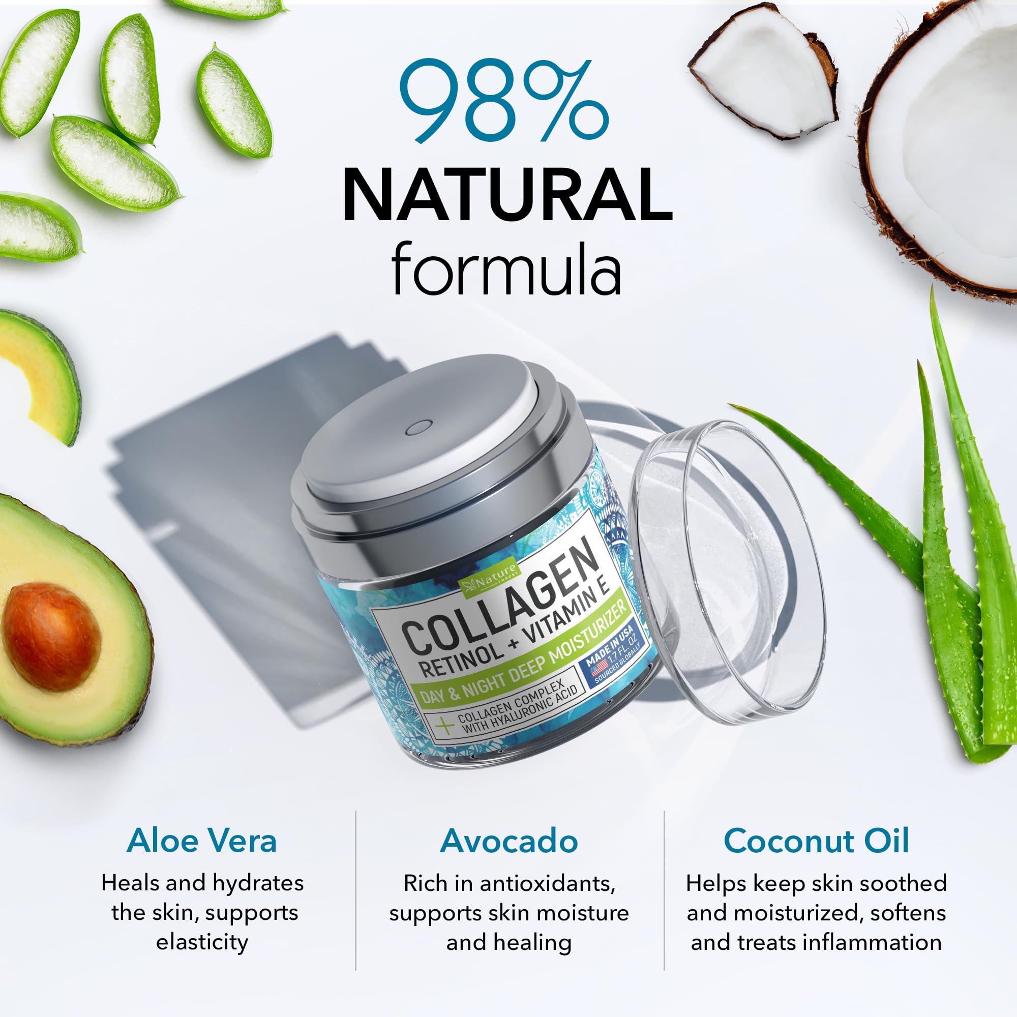 Hydration boost with Nature Theory collagen cream for dry to normal skin