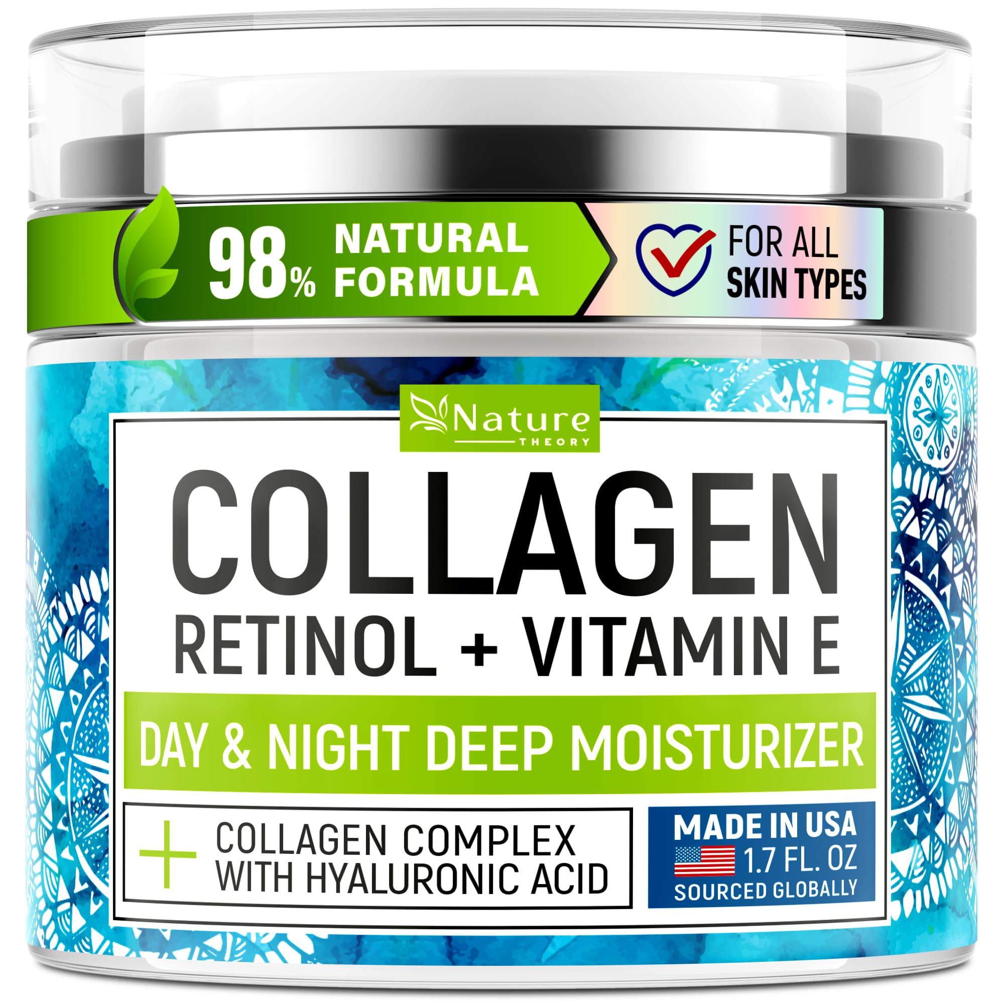 Nature Theory Collagen Cream with retinol pump for smoother, firmer skin