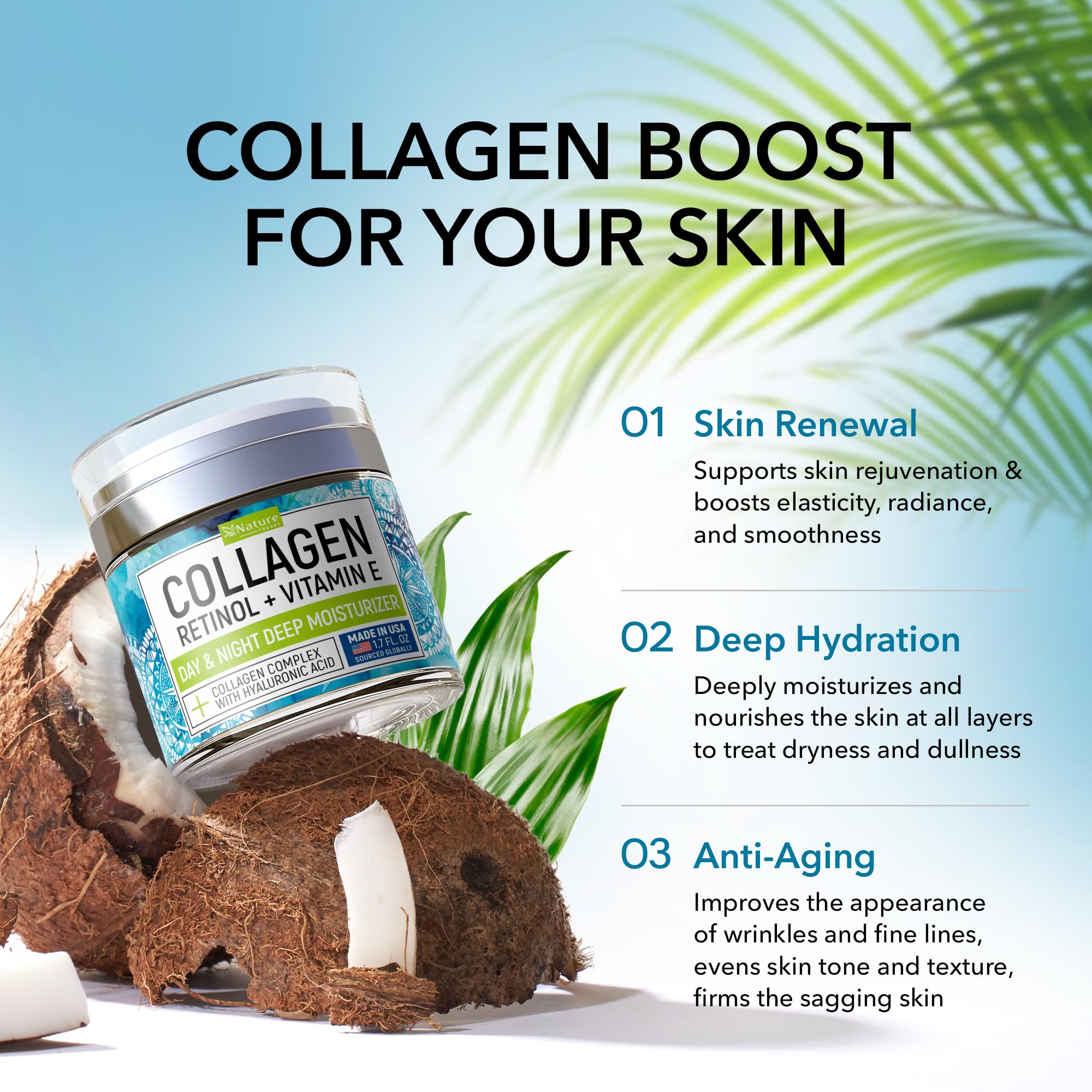 USA-made Nature Theory collagen cream packaging for trusted quality