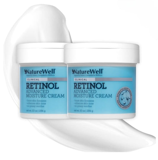 Nature Well Clinical Retinol Advanced Moisture Cream face jar with smooth hydrating texture