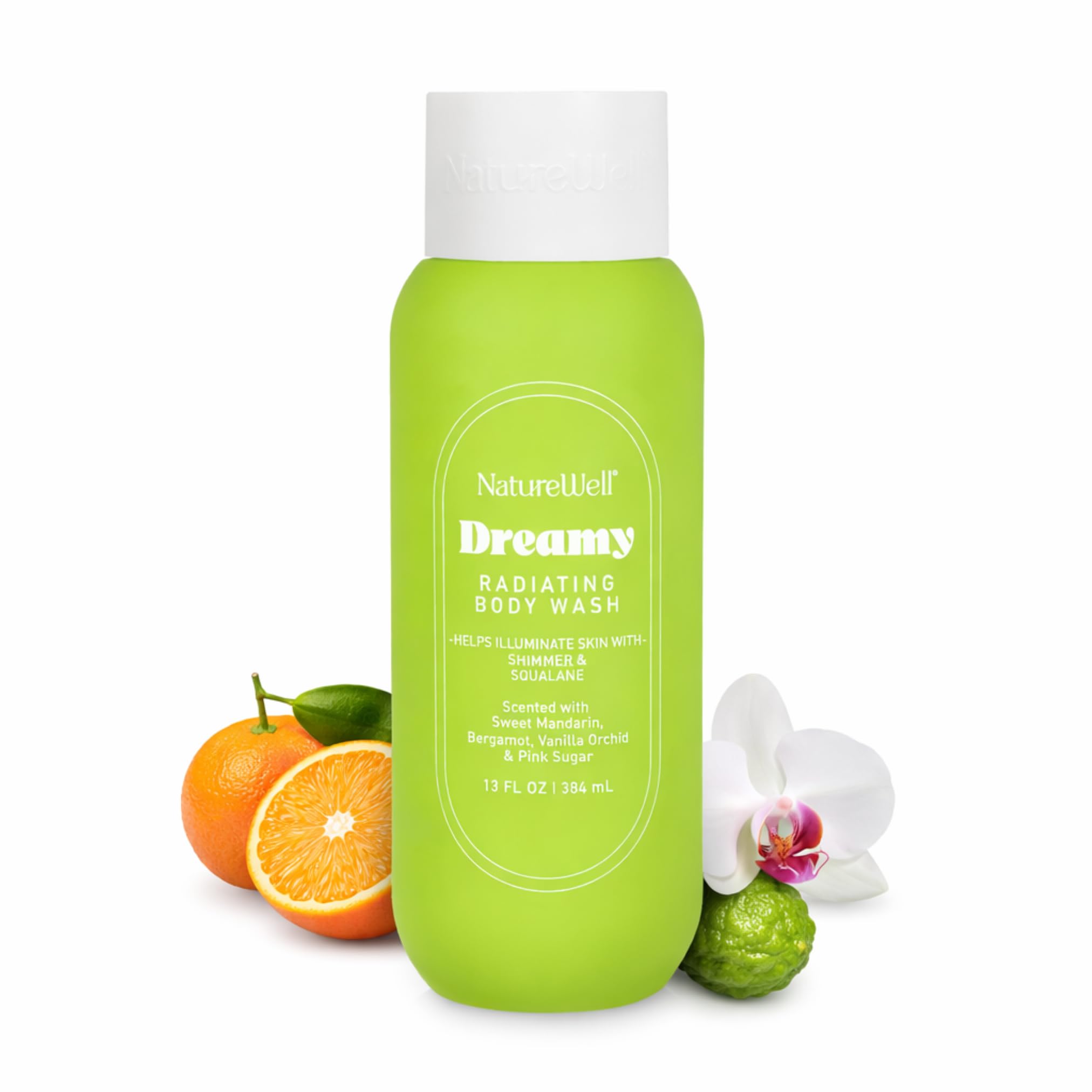 Nature Well Dreamy Radiating Bottle Pour delivers a hydrating lather for silky skin.