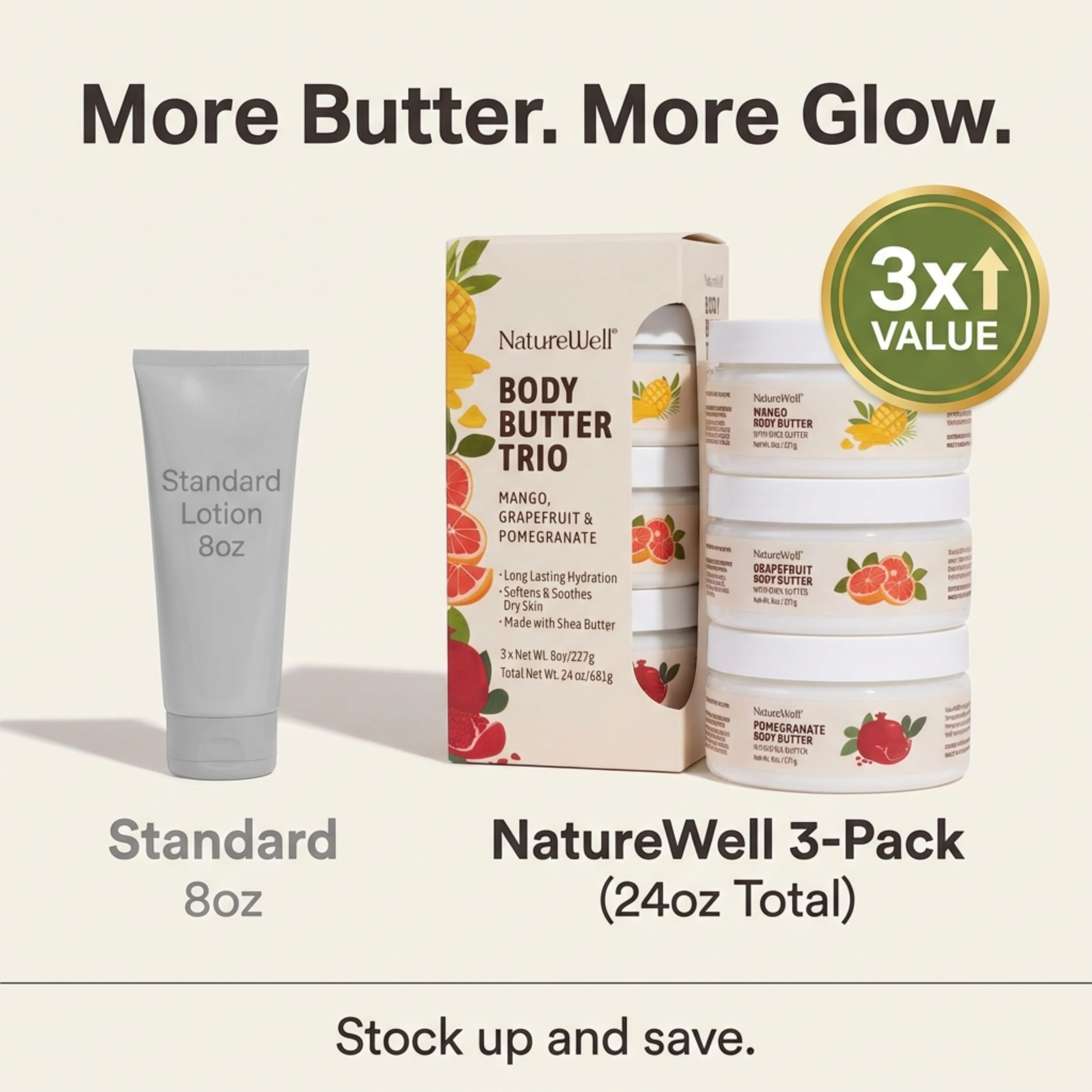Applying Nature Well body butter to skin for smooth, hydrated feel