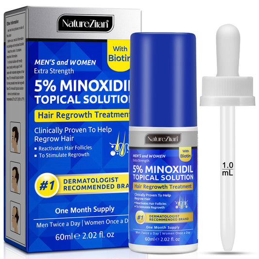 Nature Ziran Minoxidil 5% bottle with dropper for precise scalp application