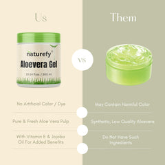 Naturefy Aloe Vera Gel on sun-exposed arms, soothing after-sun care.