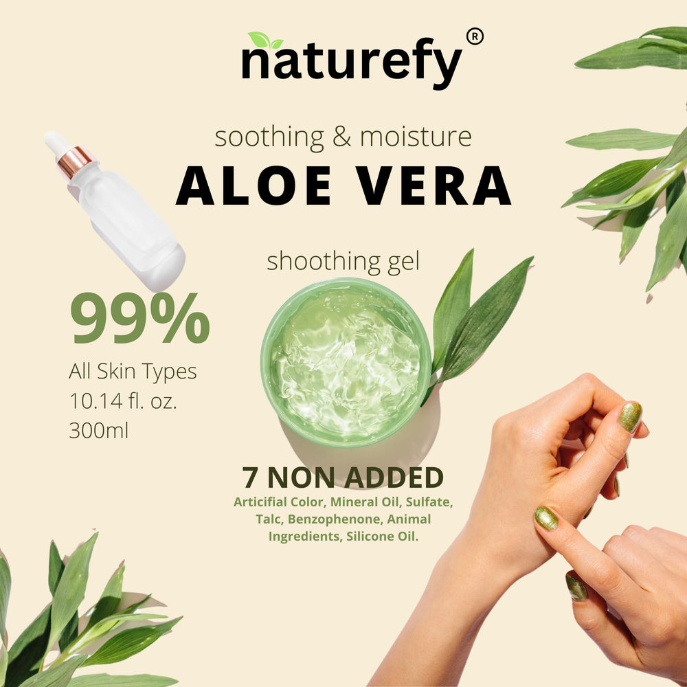 Naturefy Aloe Vera Gel jar on vanity showcases eco-friendly packaging.