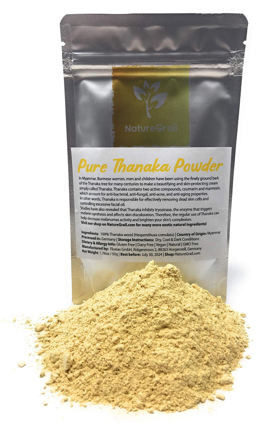 Naturegrail Pure Thanaka Powder container for daily skincare rituals.