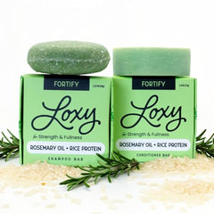 Naturel Loxy Fortify shampoo bar with rosemary oil for scalp stimulation and fullness
