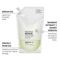 NatureLab.TOKYO argan oil image highlights shine and frizz control.