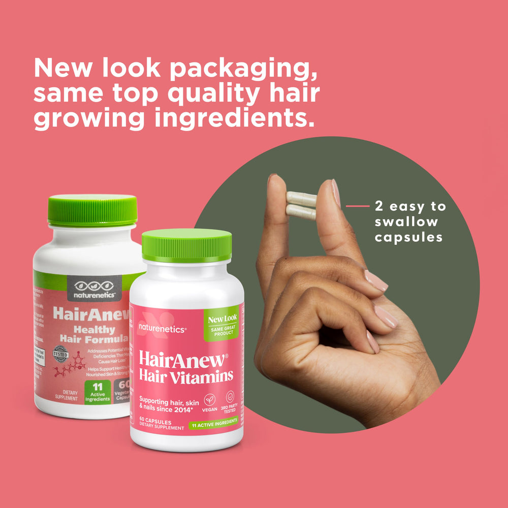Naturenetics HairAnew bottle cap close-up highlighting vegan formula.
