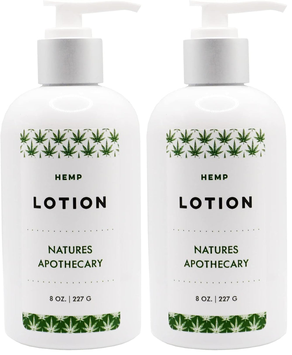 Nature's Apothecary hemp-patchouli lotion pack-2 shot for silky, hydrated skin.