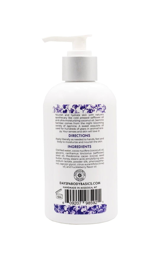 Close-up of Huckleberry Lotion texture, fast-absorbing and non-greasy for daily use