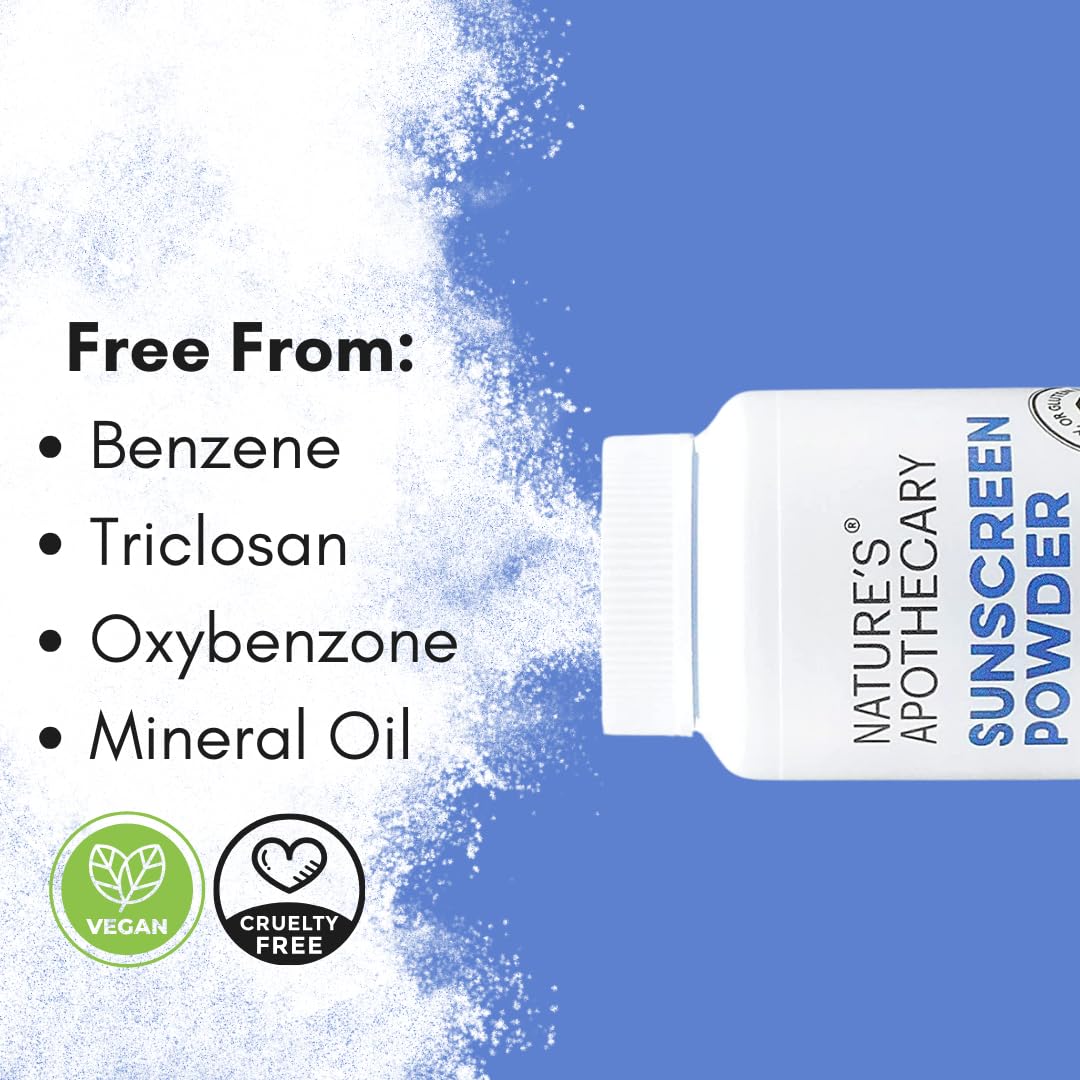 Nature's Apothecary hypoallergenic sunscreen powder suitable for sensitive skin.