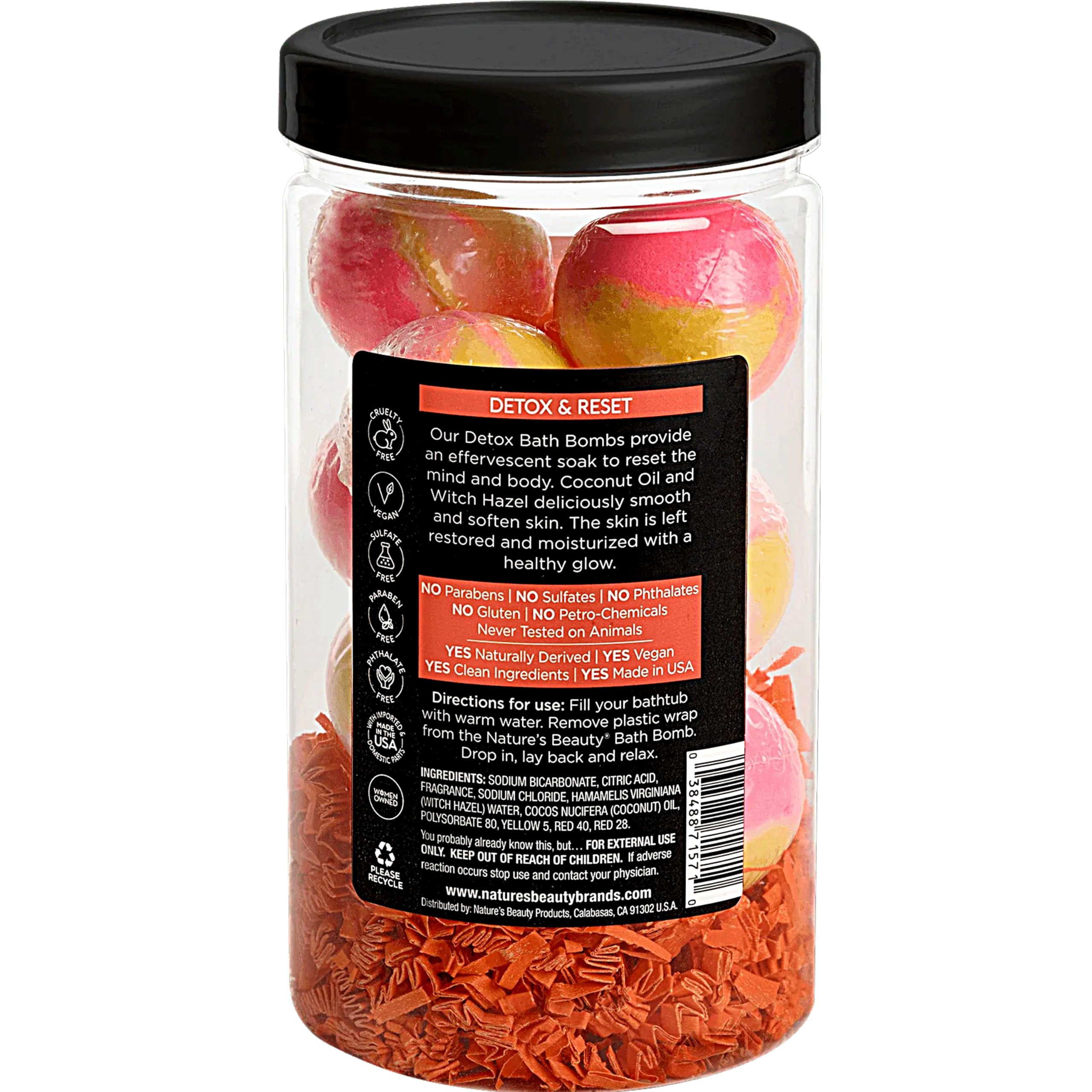 Nature's Beauty detox bath bombs dissolve in warm water for a relaxing soak