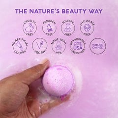 Gift-ready Nature's Beauty bath bombs packaging ideal for gifting or self-care nights