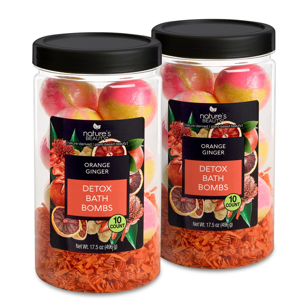 Nature's Beauty orange ginger detox bath bombs in gift set, ideal for a refreshing spa-like soak