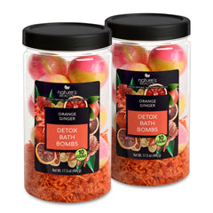 Nature's Beauty orange ginger detox bath bombs in gift set, ideal for a refreshing spa-like soak