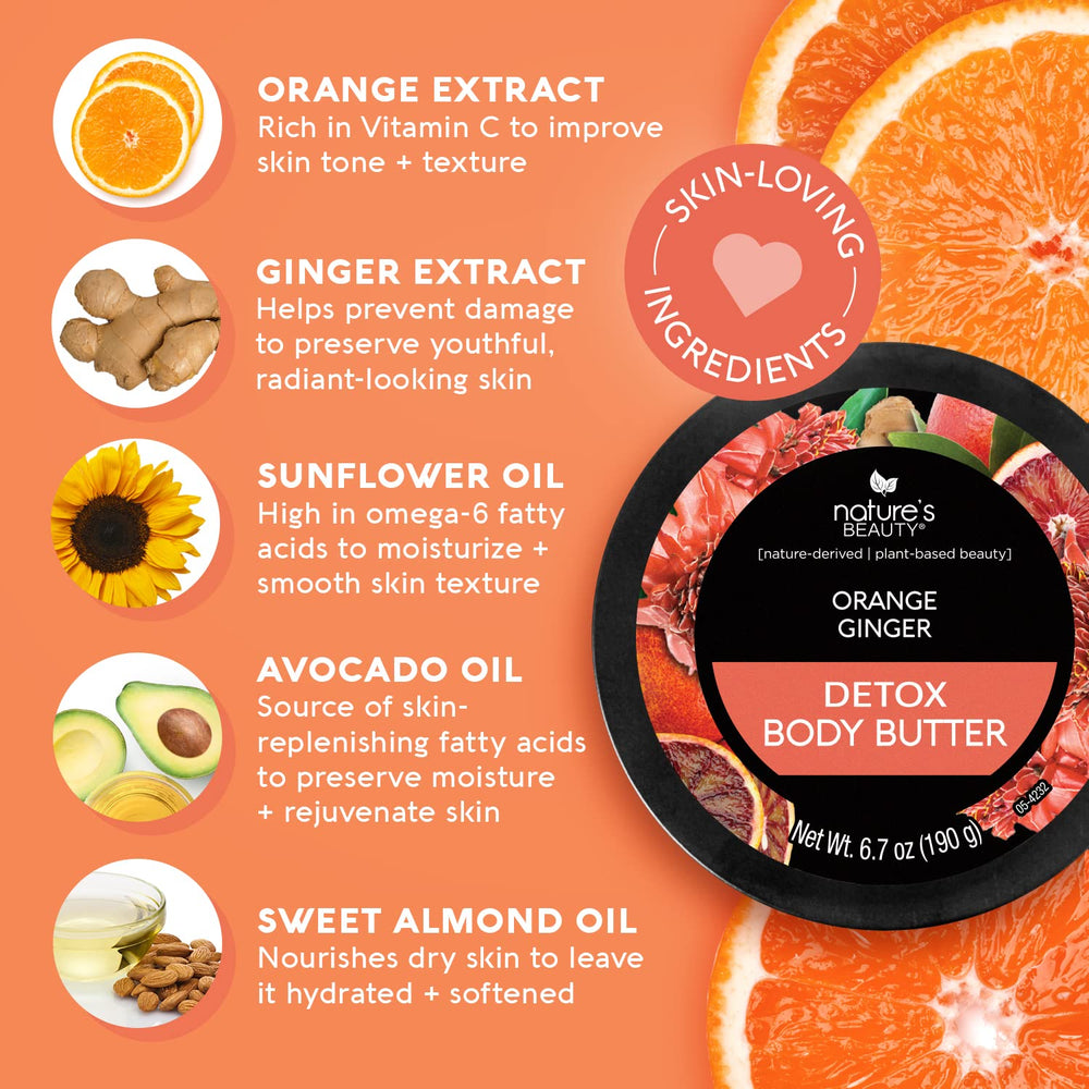Nature's Beauty Orange Ginger Detox Butter close-up scoop reveals rich, creamy texture
