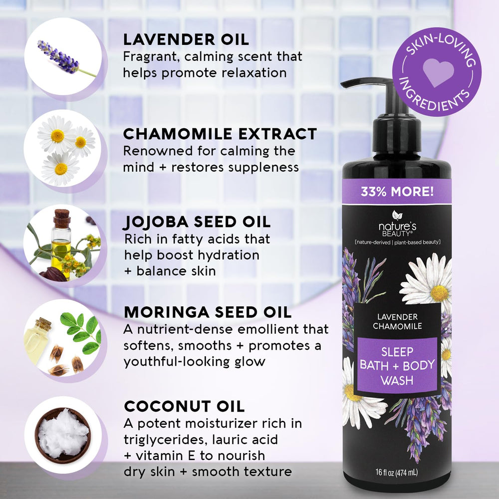 Nature's Beauty Sleep Body Wash foam and lather for quick relaxing cleanse