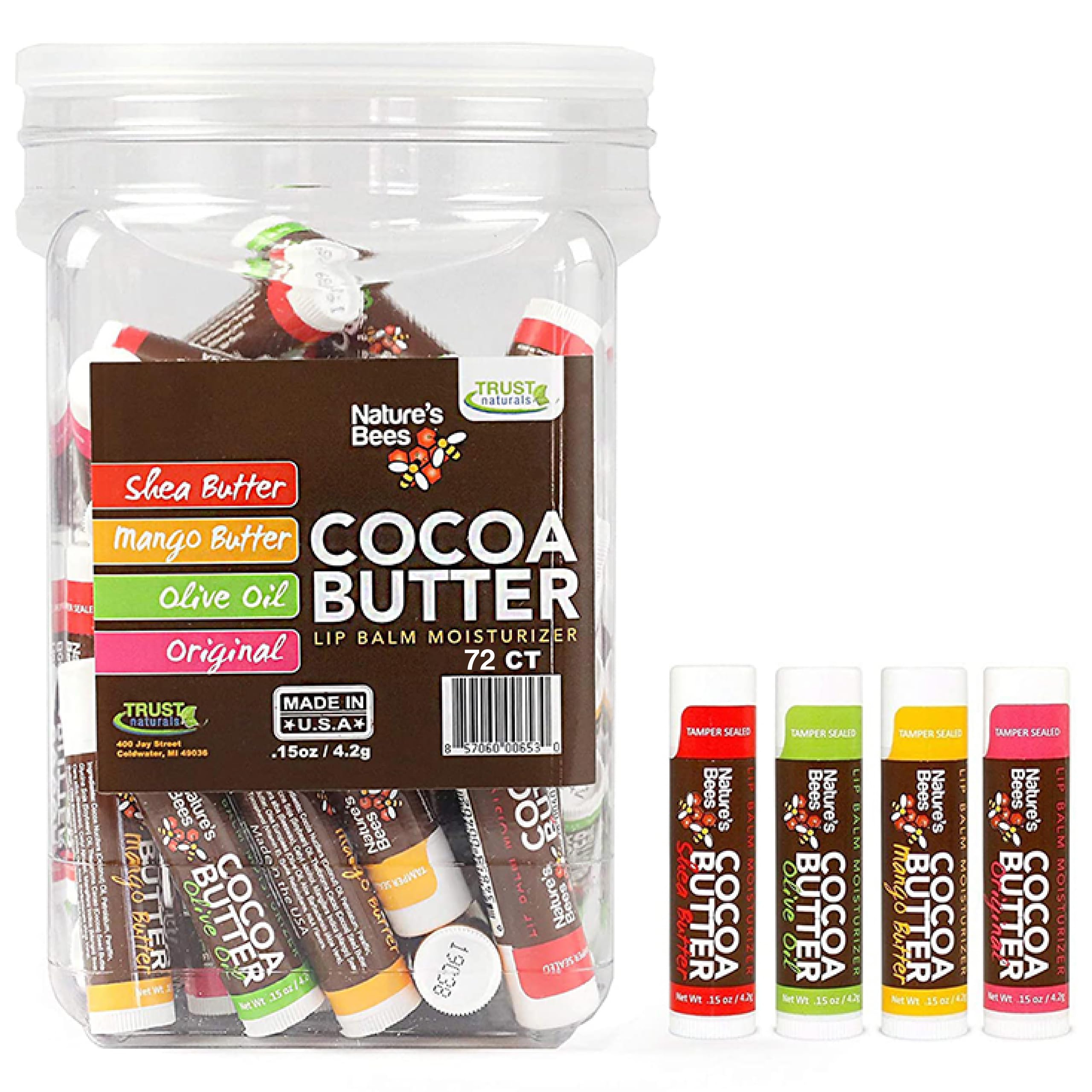 Nature’s Bees Cocoa Butter Lip Balm Tube delivers rich moisture for daily lips