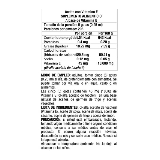 Nature's Bounty E Oil 30,000IU bottle back shows label and dosage.