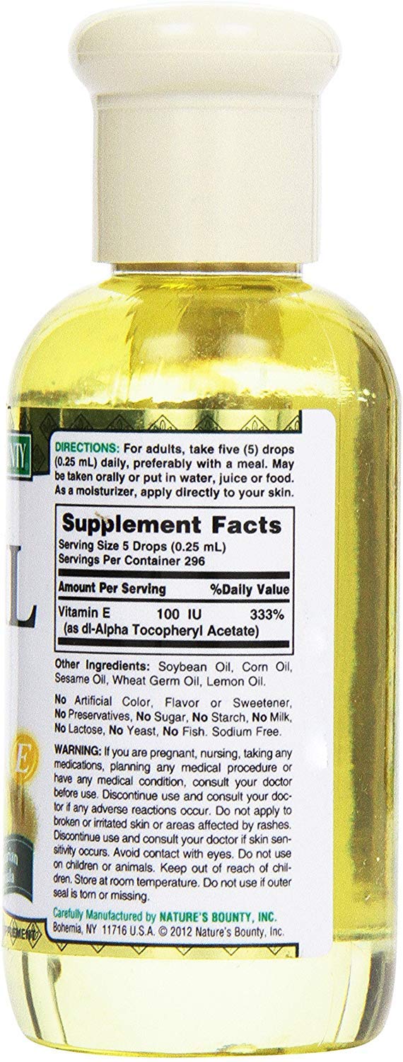Nature's Bounty E Oil on skin demonstrates moisturizing use.