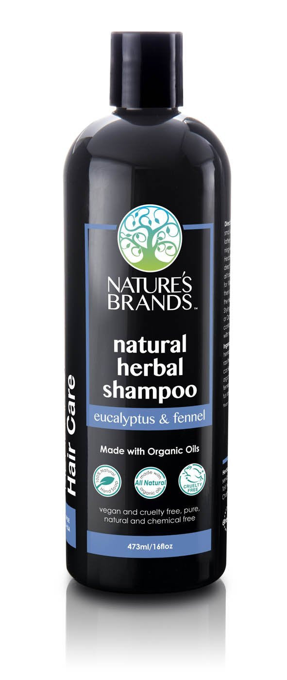 Nature's Brands Herbal Choice Mari eucalyptus and fennel shampoo bottle offers gentle, color-safe cleansing.