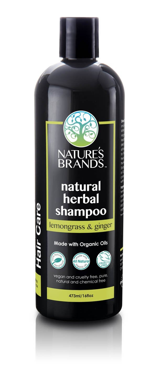 Nature's Brands Herbal Choice Mari lemongrass ginger shampoo bottle, gentle sulfate-free cleansing