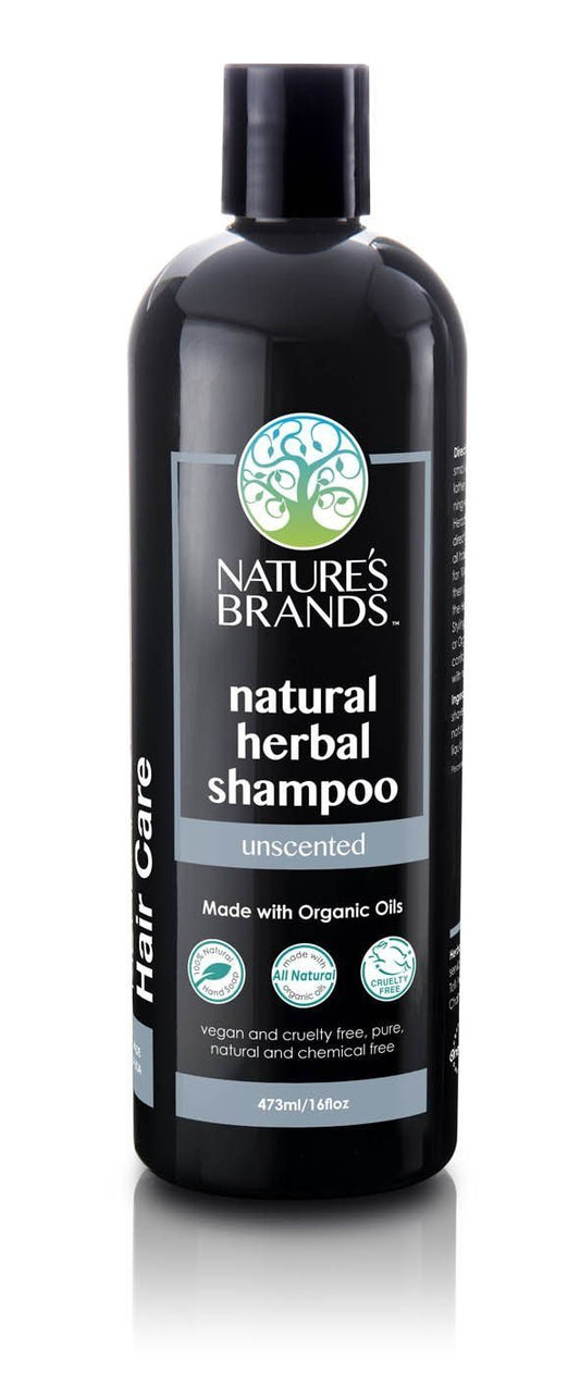 Nature's Brands Natural Shampoo unscented bottle for fragrance-sensitive hair care and color-treated tresses