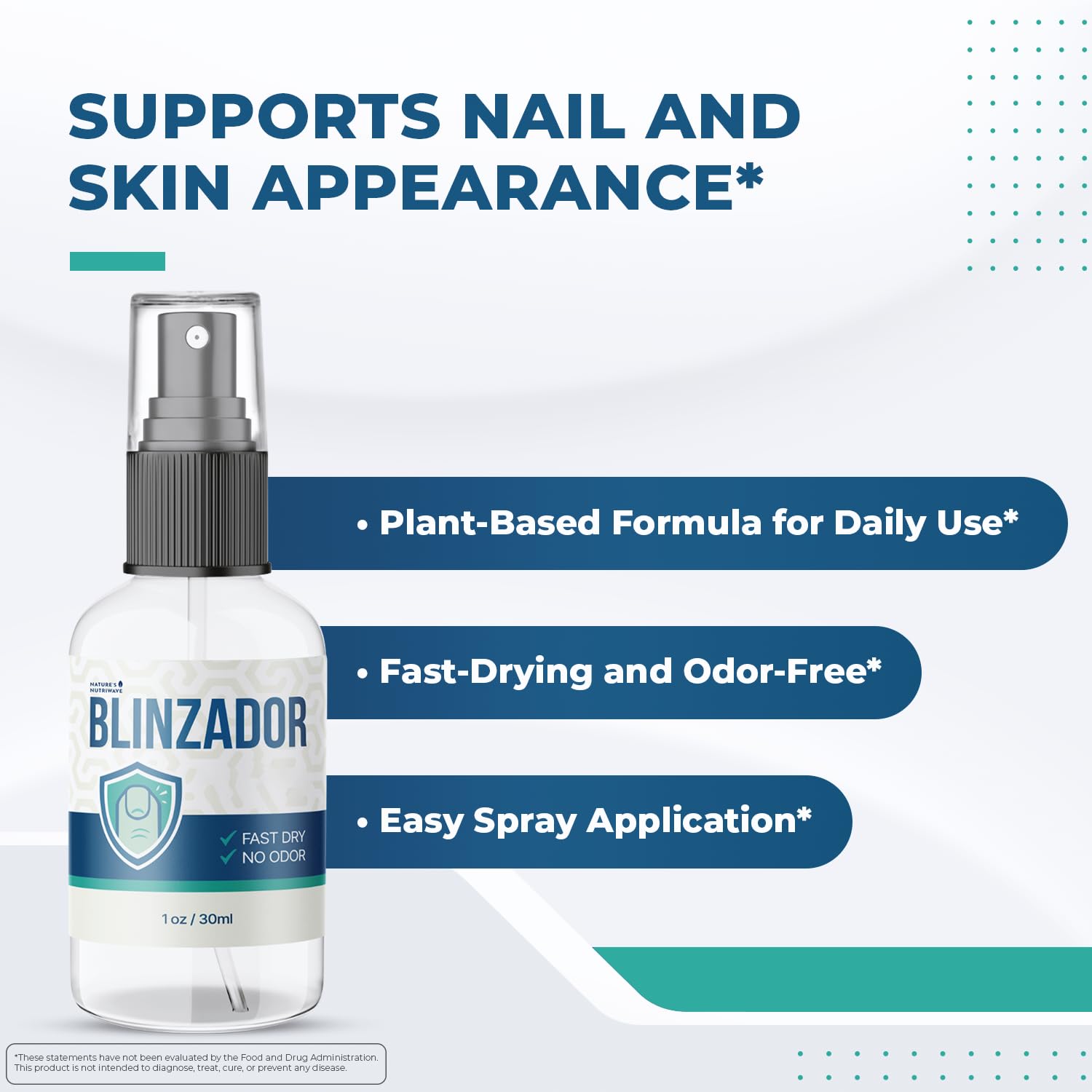 Nature’s NutriWave Blinzador being applied to feet for targeted, easy spray application.