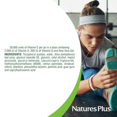 NaturesPlus Vitamin E Cream with Aloe Vera and MSM ingredients.