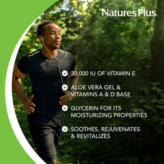 NaturesPlus Vitamin E Cream packaging and bottle display.