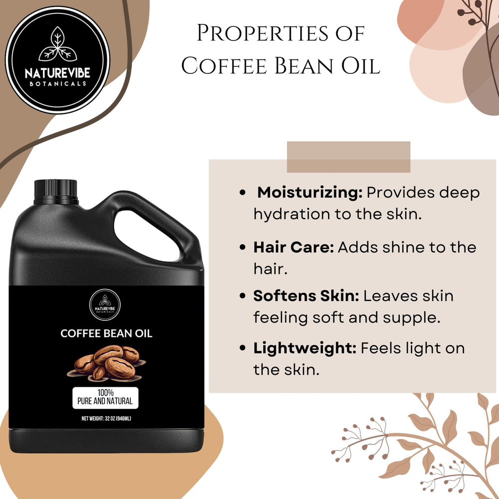 Naturevibe Botanicals Coffee Bean Oil skin care use for hydration and softness.
