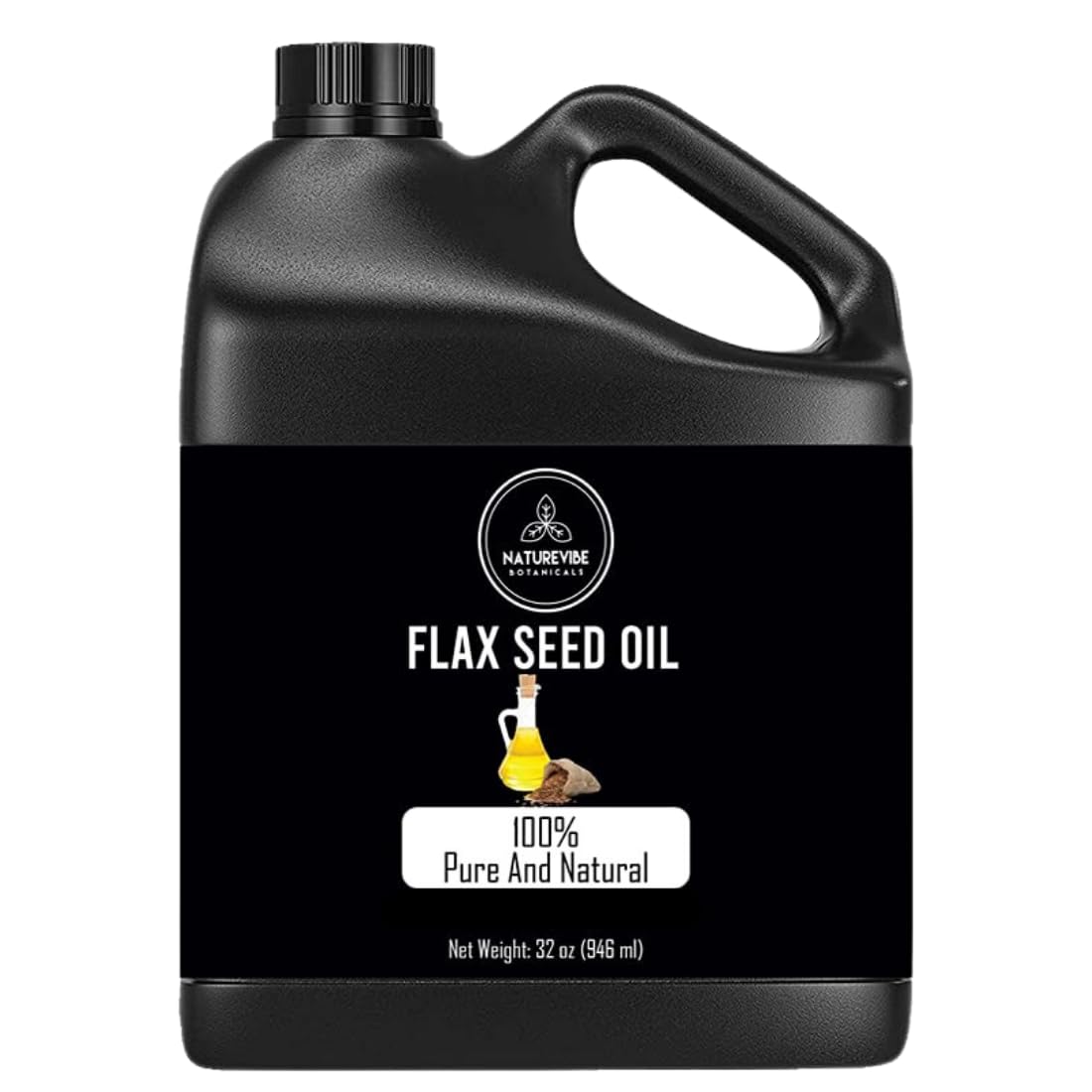 Naturevibe Botanicals Flaxseed Oil bottle—pure, cold-pressed formula for skin and hair.