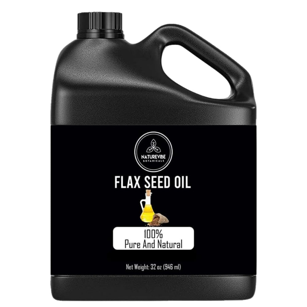 Naturevibe Botanicals Flaxseed Oil bottle—pure, cold-pressed formula for skin and hair.