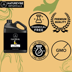 Naturevibe Botanicals Flaxseed Oil in kitchen—nutty flavor suitable for dressings.