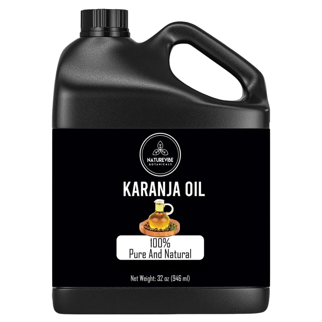 Naturevibe Botanicals Karanja Oil in an airtight jar preserves freshness.