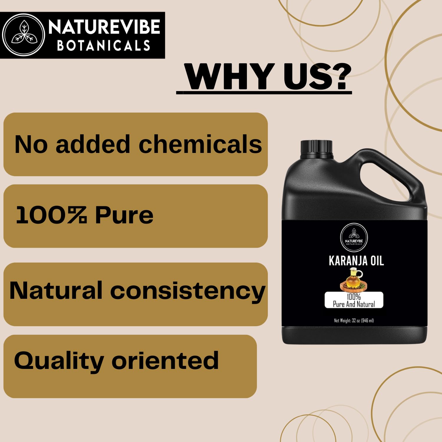 Naturevibe Botanicals Karanja Oil is cold-pressed for purity and natural extraction.