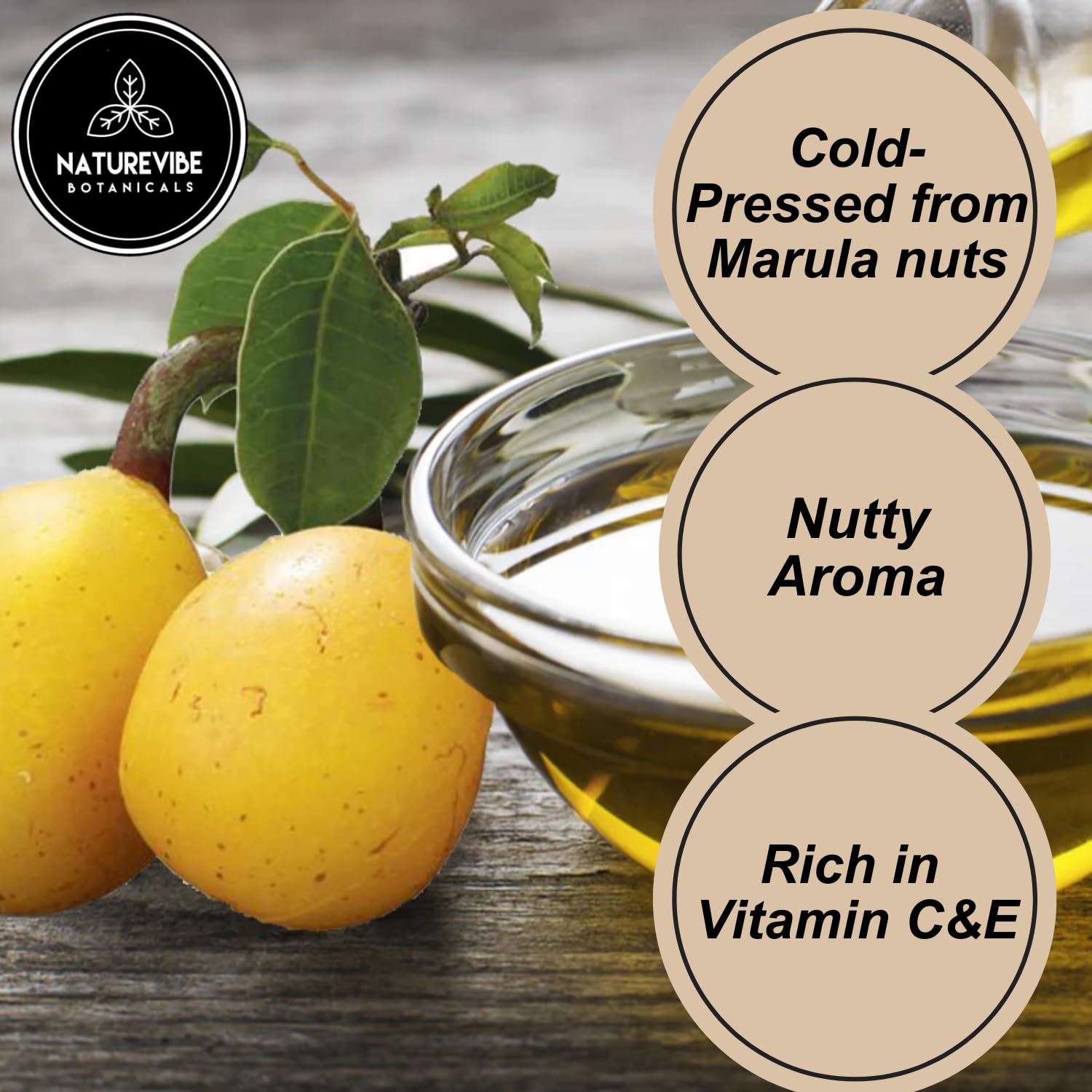 Airtight jar preserves freshness of Naturevibe Marula Oil.